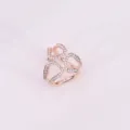 Rose gold tone multi-ring crystal paved scarf buckle elegant shawl ring accessory - Style 4 / Rose Gold