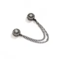 Spilla per Hijab Magnetica in Strass Neri con Doppia Catena e Clip per Sciarpa - Stile catena nero fucile