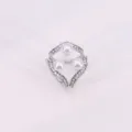 Elegant rhinestone pearl three-ring scarf buckle versatile headscarf ring accessory stylish. - Style 2 / Silver
