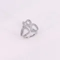 Silver crystal rhinestone multi-loop scarf ring elegant fashion chic buckle accessory - Style 4 / Silver