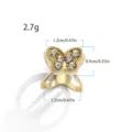 Bague foulard papillon dorée avec strass, accessoire compact pour vêtements et écharpes. - 525# Doré