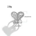 Mini boucle foulard de soie cœur avec perles et strass, accessoire élégant pour nouer l'ourlet. - 520# Argenté