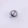 Elegante kattenoog ronde zijden sjaal gesp in Koreaanse stijl multifunctioneel accessoire. - Zilver zwart kattenoog