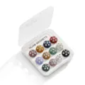 Set di magneti per hijab rotondi multicolore con custodia di conservazione trasparente. - 12 Pezzi/Confezione