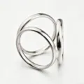 Fibbia per sciarpa a triplo anello in metallo argento minimalista versatile gioiello. - Piccolo (Diametro Interno 1,7cm) / Argento