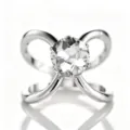 Fibbia per sciarpa fiocco in cristallo metallo argentato accessorio moda elegante donna - Argento Strass Bianco