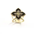 Anello elegante per foulard trifoglio dorato cristallo strass fibbia camicia spilla - Nero