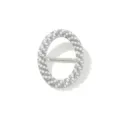 Fibbia ovale per foulard di perle e strass per nodo t-shirt e stile di abbigliamento versatile. - Perla ovale / Argento