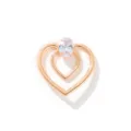 Fibbia per sciarpa a doppio cuore dorata con strass di cristallo ovale per nodo orlo. - Diamante Quadrato a Cuore / Oro rosa