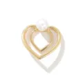 Fibbia per Sciarpa Cuore Doppio Oro Perla Chic Fermaglio Nodo T-Shirt Elegante Spilla Accessorio - Cuore Perla Singola / Oro