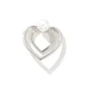 Fermaglio per sciarpa a doppio cuore argentato con perla, clip per nodo t-shirt. - Cuore Perla Singola / Argento