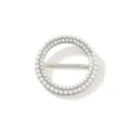 Elegante fibbia per sciarpa di perle clip per nodo d'angolo di vestiti accessori multifunzionali. - Tondo Doppio Perla / Argento