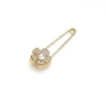 Spilla di sicurezza dorata con design floreale in cristallo brillante e perla centrale. - Fiore di prugno dorato 7,2 cm