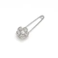 Spilla di Sicurezza Fiore Perla Strass Brillante Argento Cappotto Gioiello - Fiore di prugno argentato 7,2 cm