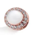 Oval Cat-Eye Stone Rhinestone Magnetic Hijab Pin Brooch Needle-Free Rose Gold Variant - Rose Gold