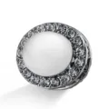 Oval rhinestone hijab magnetic pin white cat eye stone silver brooch fashion hijab accessory - Gun Black