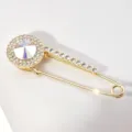 Spilla di Sicurezza Dorata con Strass di Cristallo Fibbia per Sciarpa Cappotto Déco - 2# Oro