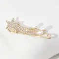 Spilla di sicurezza a stella cadente dorata con luminosi strass e raffinate perle. - 5# Oro