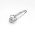 Elegante spilla di sicurezza con strass e perla fermaglio per sciarpa gioiello donna - Fiore a tre petali argento 6,7 cm
