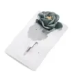 Spilla con rosa in tessuto grigio accessorio floreale fai da te decorazione abiti - verde-grigio