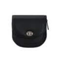 Borsellino nero in pelle con chiusura elegante porta carte minimalista piccola pochette donna - Nero