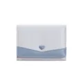 Kleine drievoudige portemonnee in lichtgrijs blauw met schattige hartknop voor dames. - Lichtblauw