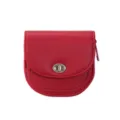 Monetina in pelle rossa con patta a chiusura girevole, elegante porta carte compatto. - Rosso Vivo
