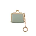 Mini borsellino portamonete in pelle con chiusura a bacio e catena dorata per gioielli. - verde pisello