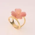 Anello per foulard in seta trifoglio rosa dorato fibbia elegante accessorio moda - Rosa