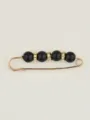 Elegante spilla di sicurezza perle nere con fibbia strass stringi vita regolabile. - Taglia L / Nero