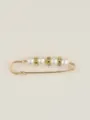 Spilla di sicurezza con perle e strass dorata, fibbia stringi vita anti-scivolo. - Taglia S / Bianco