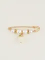 Spilla di sicurezza dorata con perle e strass per stringere la vita e decorare abiti. - Stile Pendente / Bianco