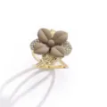 Elegante fibbia per sciarpa in seta floreale a doppio strato accessorio donna foulard - Oro e Marrone