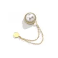 Gouden parel strass magnetische broche speld met dubbele ketting variant ontwerp - 493# parelstijl
