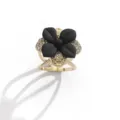 Fibbia per sciarpa fiore nero donna di lusso accessorio anello per scialle metallo dorato variante. - Oro + Nero
