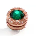 Retro groene kristal parel magnetische hijab speld, elegante roségoud magneet. - Roségoud