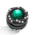Vintage groene kristal parel hijab magneet speld, zwarte metaal broche, stofvriendelijke gesp. - Gun Black