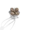 Elegante anello per sciarpa a fiore doppio, spilla con strass di alta qualita per donna - Argento e Caffè