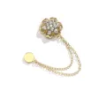 Gouden Strass Magnetische Bloem Broche Dubbele Ketting Sjaal Klem Decoratief Accessoire - 500# klein hartje