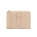Minimalist PU leather bi-fold short women wallet with coin pocket and snap closure variant. - Off White