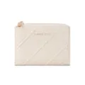 Elegant off-white quilted bi-fold wallet with gold zipper, compact minimalist design. - Off White