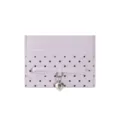 Lavender polka dot card holder with cute bow and silver heart charm for daily use. - Light Purple
