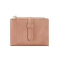 Women short bifold wallet PU leather purse card holder compact daily pink purse chic stylish - Pink