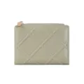 Light green women's bifold wallet with stylish quilted pattern and gold zipper. Compact and chic. - Matcha Green