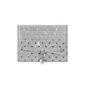 Silver polka dot bow cardholder, stylish slim multi-functional short wallet for women. - Silver