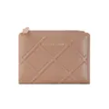 Khaki Bifold Women Wallet Diamond Quilted PU Leather Short Purse with Gold Zipper - Khaki