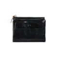 Klassische schwarze Kurzbrieftasche mit Reißverschluss, Vintage PU Leder Kartenhalter. - Schwarz