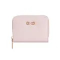 Elegant pink leather wallet for women with gold-tone hardware zipper and chic lock clasp. - Light Pink