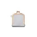 Mini silver leather coin purse jewelry storage pouch with rose gold metal clasp frame - Silver
