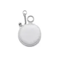 Silver round earphone storage pouch with keychain, portable mini coin purse and hanging chain. - Silver